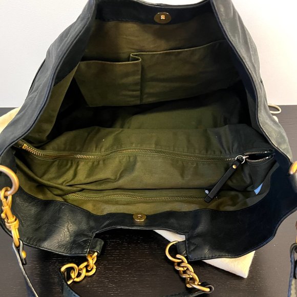 J Crew Black Leather Exhibitor Mega Tote - RN29448 - Picture 4 of 5